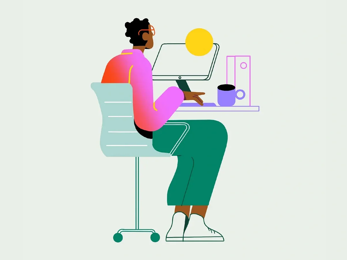 Illustration of a person working at a computer